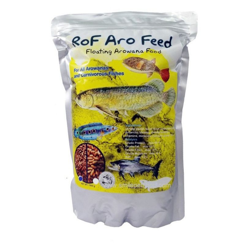 อาหารปลา Rof Aro Feed อาหารปลามังกร และปลากินเนื้อทุกชนิด ขนาด 1000กรัม