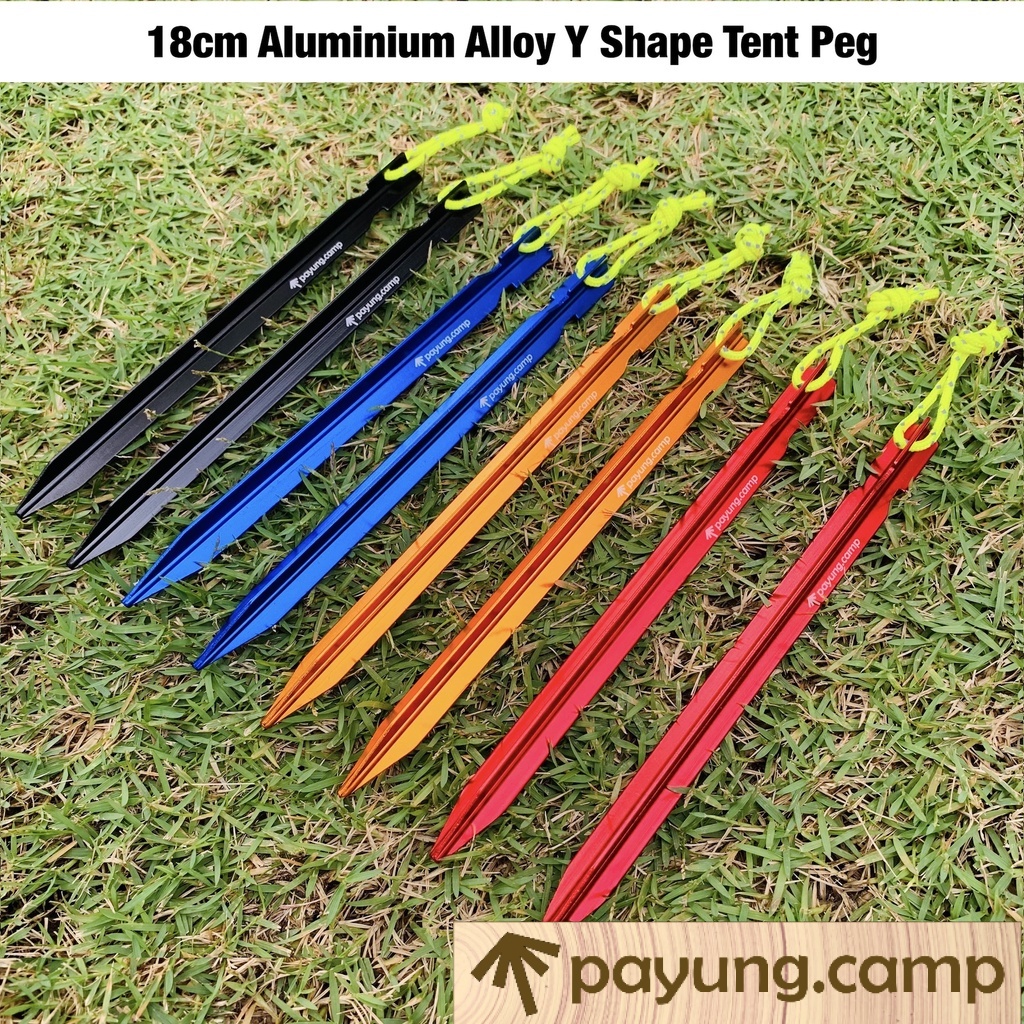 PAYUNG.CAMP 1 PC 18 ซม.อลูมิเนียม Y รูปร่าง Ultralight เต็นท์ Peg Stake Camping Peg Flysheet Peg Tar