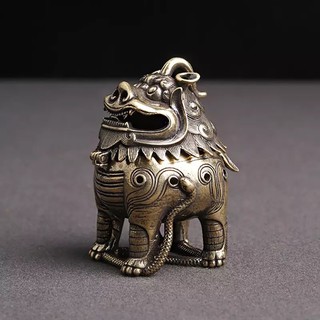 ทองแดงโบราณจีนคลาสสิก Mythical BEAST Incense Burners เครื่องประดับเครื่องลางทองเหลืองมินิ งานฝีมือ