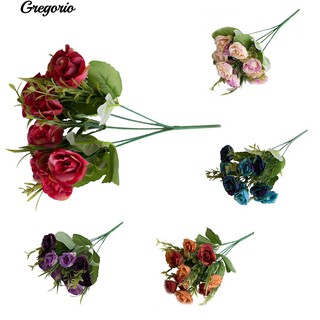 Gregorio 10 หัวประดิษฐ์กุหลาบ Begonia จัดงานเลี้ยงจัดเลี้ยงดอกไม้ตกแต่งบ้าน