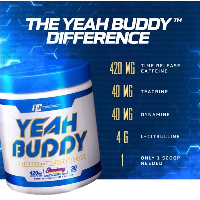 ✨Rc​ Ronnie​ coleman's  Yeah Buddy​ Pre-workout 30 servings.(เพิ่มแรงสุดโหด)​