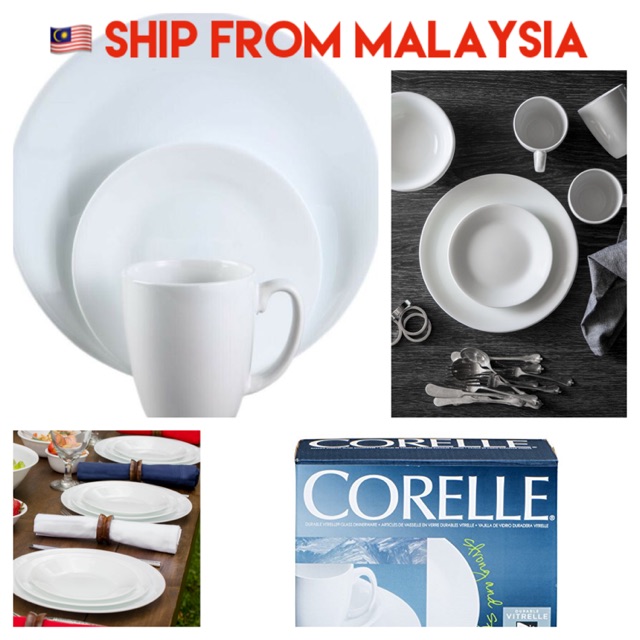 Corelle Livingware Corelle ชุดจานชาม สีขาว 16 ชิ้น