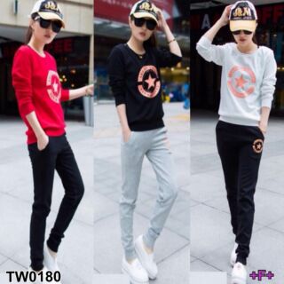 Set 2 ชิ้น เสื้อ+ กางเกงยาว เสื้อยืดสกรีนลาย