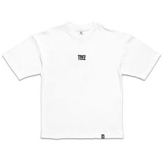 เสื้อยืดผ้าฝ้ายพิมพ์ลายแฟชั่น TZ AMBIGRAM OVERSIZED TEE - WHITE