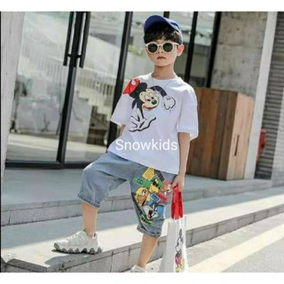 #สินค้าพร้อมส่ง ชุดเซทเสื้อ+กางเกงยีนส์ มิกกี้เม้าส์