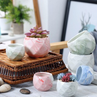 Ceramic pots กระถางเซรามิค ลายหินอ่อน สไตล์นอร์ดิค