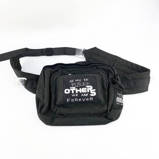 EASTPAK X RAF SIMONS WAIST BAG LOOP RS SMALL CHECK HIB BAGS กระเป๋าคาดอก สะพายข้างครอสบอดี้ แบรนด์อีสแพค ไนลอน สีดำ