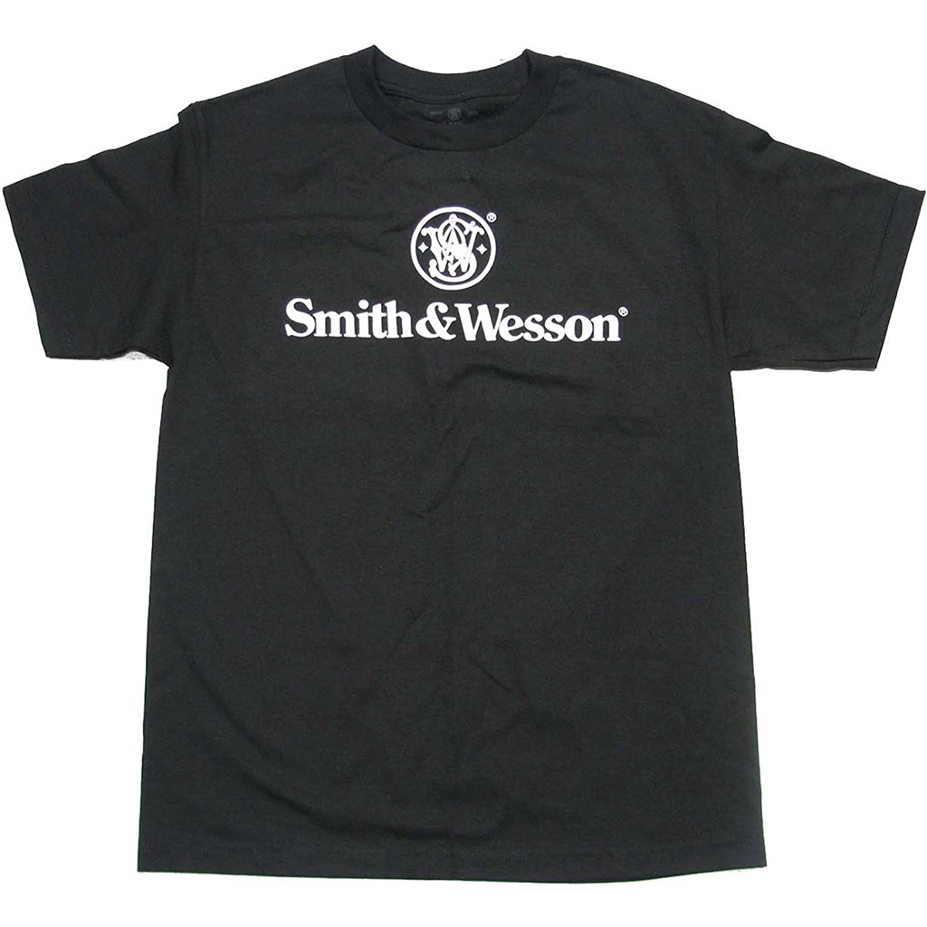 เสื้อยืดแขนสั้นลําลอง คอกลม ผ้าฝ้ายแท้ พิมพ์ลาย Smith & Wesson แฟชั่นสําหรับผู้ชาย<2022>