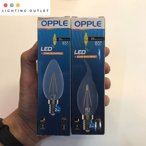 OPPLE หลอดไฟจำปาแอลอีดี ขั้วเล็กE14 2W สีเหลือง Warmwhite