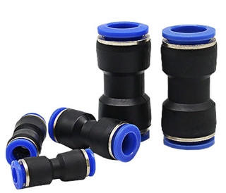 PU ข้อต่อลม 2 ทาง ข้อต่อตรงเสียบสายลม ขนาด PU-4,6,8,10,12,14,16(mm) AirHose Fitting ฟิตติ้งท่ออากาศ