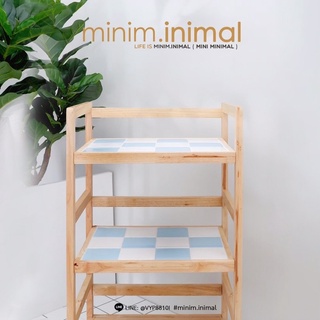 minim.tileshelf :: ชั้นไม้ยางพารา หน้ากระเบื้อง 3 ชั้น 12 กระเบื้อง
