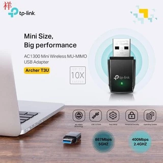 ⚡️อุปกรณ์รับสัญญาณ⚡️ TP-LINK (Archer T3U) AC1300 Dual Band Wireless USB Adapter 5GHz, 2.4GHz LT