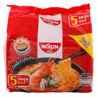 Nissin นิสชิน บะหมี่กึ่งสำเร็จรูป รสต้มยำกุ้งแซ่บ 60 ก. แพ็ค 5