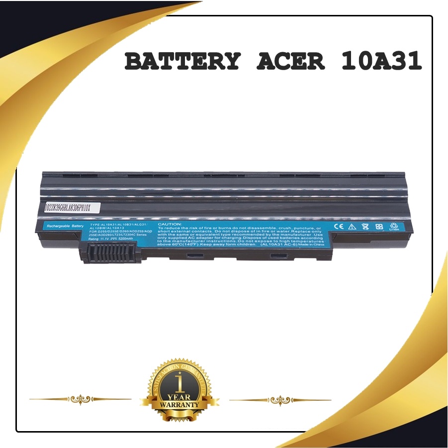 BATTERY NOTEBOOK ACER AL10A31 สำหรับ ACER ASPIRE ONE D255 D257 D260 / แบตเตอรี่โน๊ตบุ๊คเอเซอร์