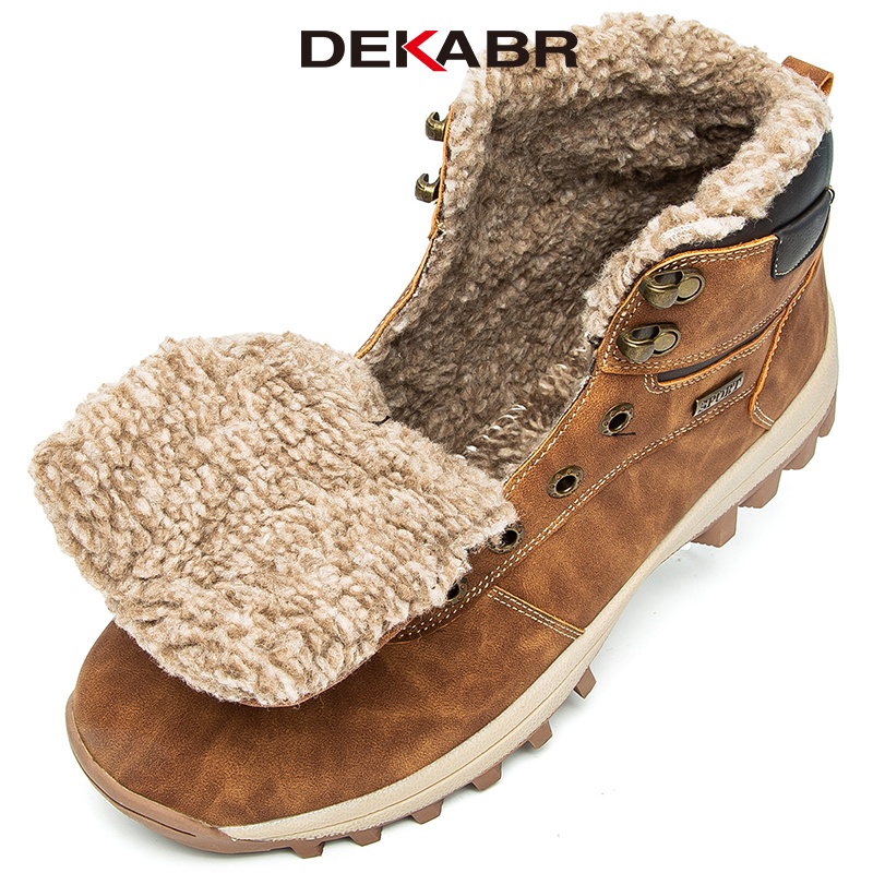 Dekabr รองเท้าบูทหนัง หุ้มข้อ แฮนด์เมด กันหิมะ กันน้ํา กันลื่น ให้ความอบอุ่น เหมาะกับใส่ทํางานกลางแจ้ง แฟชั่นฤดูหนาว สไตล์คลาสสิก สําหรับผู้ชาย