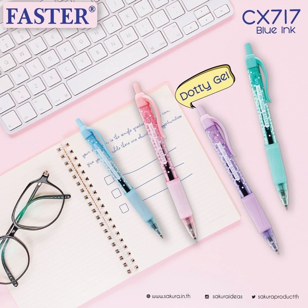 ปากกาเจลลายจุด FASTER Dotty Gel CX717 ปากกาเกาหลี ปากกาน่ารัก