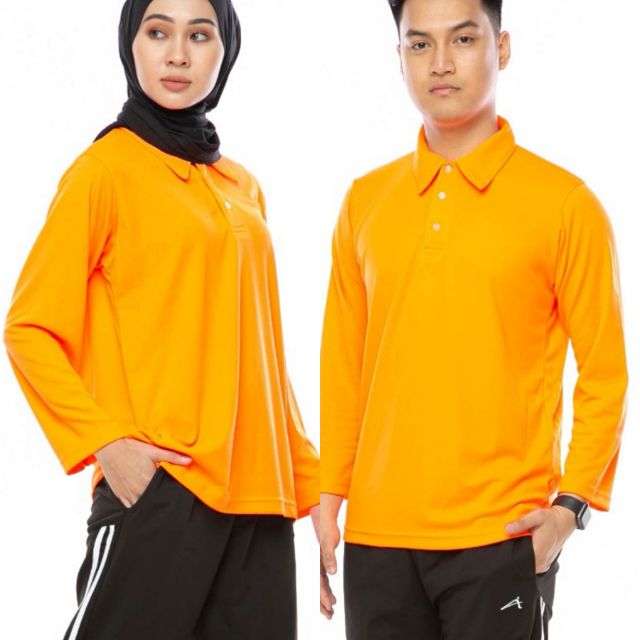 เสื้อยืดแขนยาวคอปก Attop ALS 600A - สีส้ม ( microflre mini bird eye )