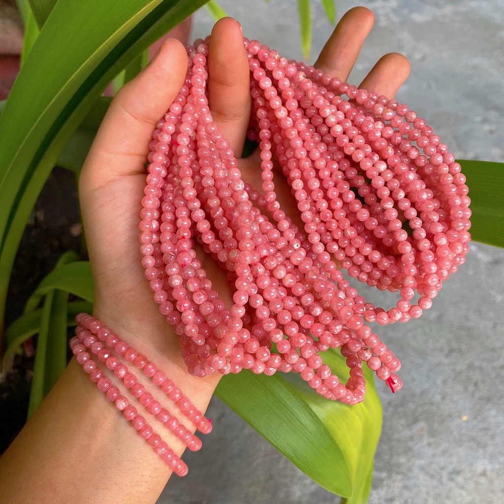 LOVE FLOWER PEACH 108 BEADS CHAIN BRACELET