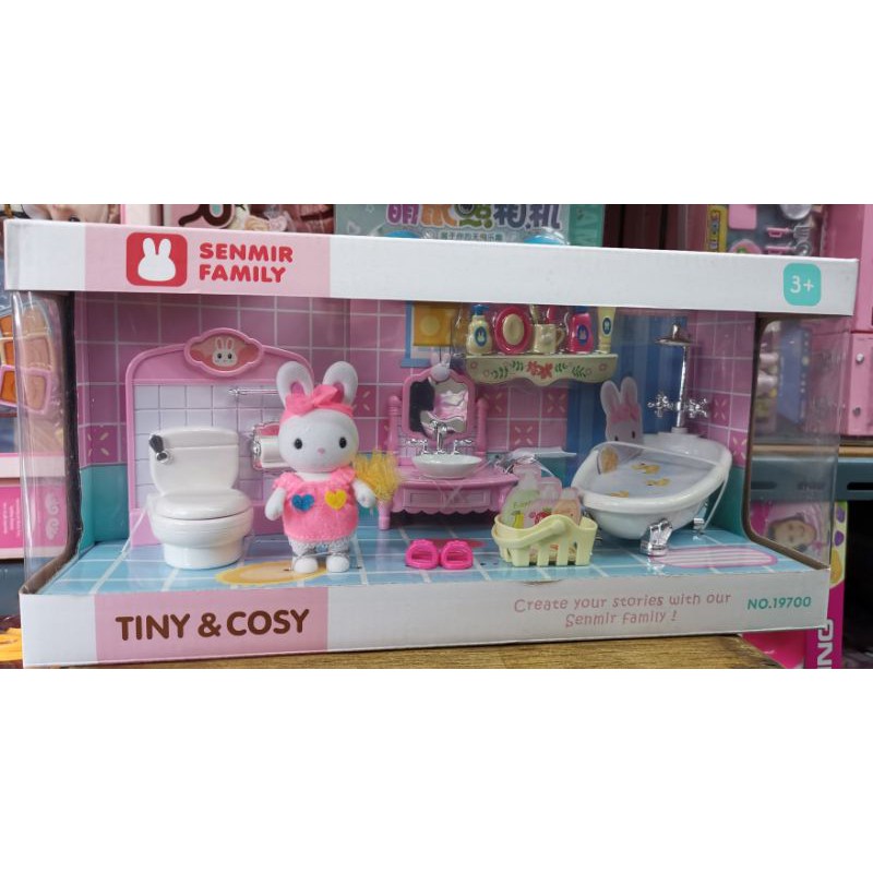 Clever Toys ชุดห้องน้ำพร้อมตุ๊กตากระต่ายสีหวาน