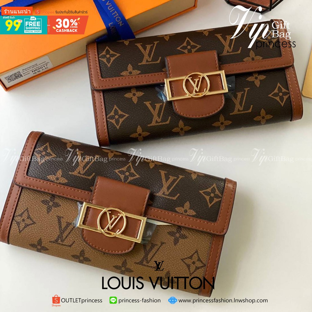 VIPgift LOUIS VUITTON LONG WALLET LV Women Dauphine Compact Wallet Monogram
