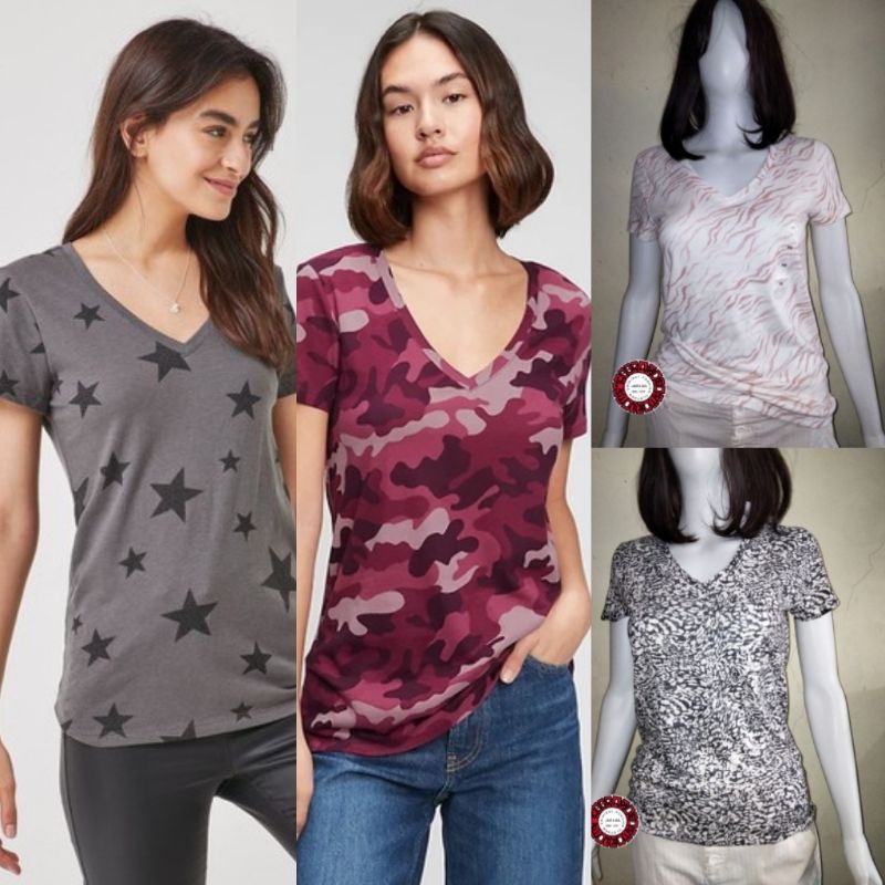 Gap**Favorite Tee เสื้อยืดผู้หญิงคอวีพิมพ์ลาย