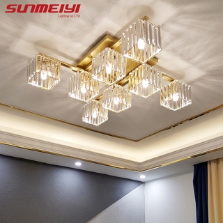 Sunmeiyi โคมไฟเพดาน LED K9 คริสตัล สไตล์โมเดิร์น หรูหรา สําหรับตกแต่งบ้าน ห้องครัว ห้องนั่งเล่น