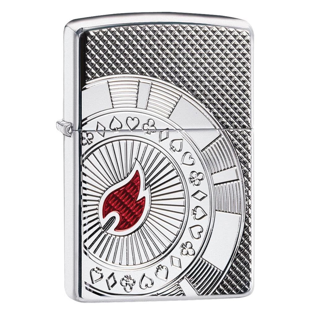 Zippo ไฟแช็กรุ่น 49058 Armor Poker Chip Design ของแท้ รับประกันตลอดชีวิต นำเข้าและจำหน่ายโดยตัวแทนจำหน่าย