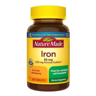 พร้อมส่งที่ไทย! วิตามินเสริมธาตุเหล็กสำหรับผู้ใหญ่ Nature Made Iron 65 mg., 365 Tablets ของแท้ นำเข้า