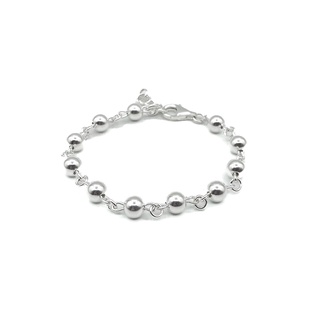 สร้อยข้อมือเงินร้อยเม็ดกลมเกลี้ยง ข้อมือประคำ เงินแท้ 925 : DSP 925 Sterling Silver Beads Chain Bracelets [CSP0090]