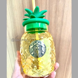 New 2021 China 🍍Starbucks Summer 🍍Yellow Pineapple 20oz Glass Straw Cup.