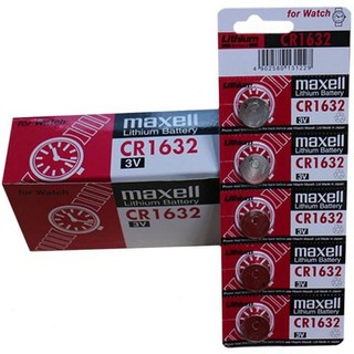 ถ่าน Maxell CR1632 แผง 5 ก้อน 3V แท้100% (ถ่านกระดุมใช้งานดีเยี่ยม)