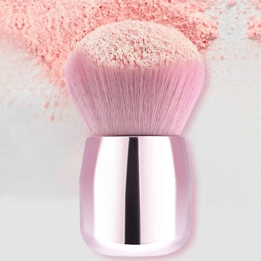 N153 แปรงปัดแก้มคาบูกิ kabuki ( สีชมพู) ด้ามจับกลม ขนาดพกพา สำหรับปัดแก้ม