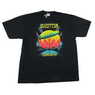 เสื้อยืดคอกลมเสื้อยืดผ้าฝ้าย พิมพ์ลาย Zeppelin Celebration Day Big Tall Official Band Merch BPcaph32BOcnkp88 สีดํา สําหร