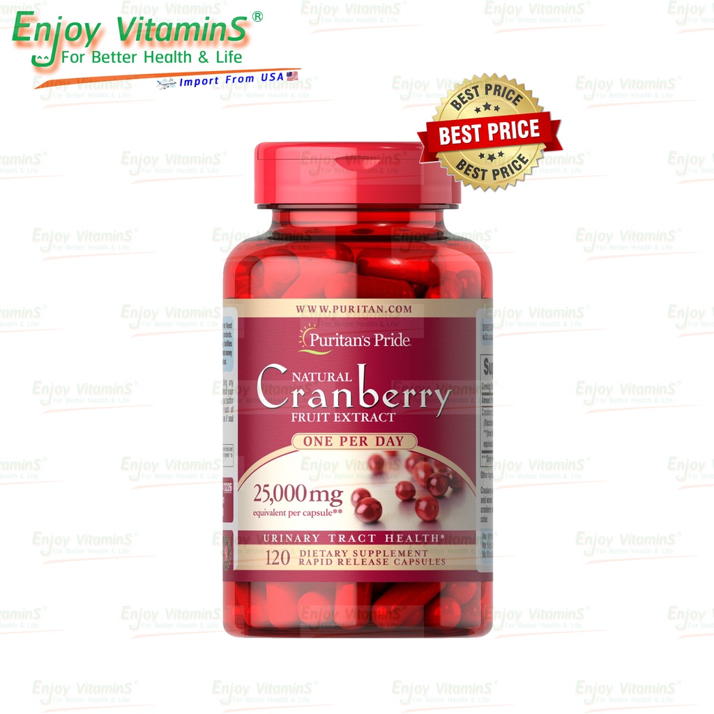 Puritan's Pride Cranberry Fruit Extract 25,000 mg 120 Capsules (Exp.11/