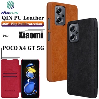 Nillkin เคสโทรศัพท์มือถือหนัง ฝาพับ ป้องกันกล้อง พร้อมช่องใส่บัตร สําหรับ Xiaomi POCO X4 GT 5G