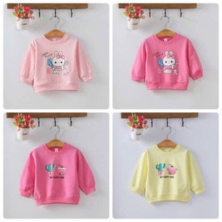 เสื้อกันหนาว แขนยาว สกรีนลายเค้ก และ hello bunny สำหรับเด็กอายุ 1-5 ปี