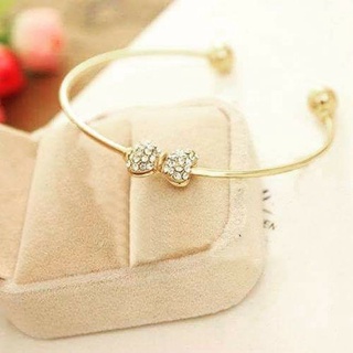 พร้อมส่ง กำไลข้อมือสีทอง ประดับเพชรโบว์