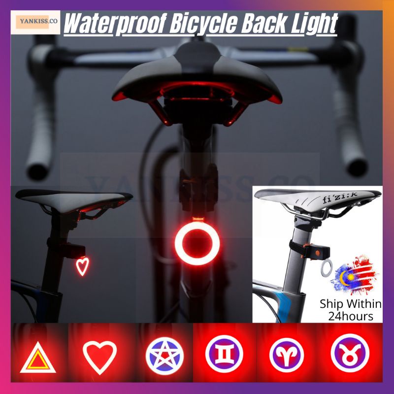 กันน้ํา LED Bycycle กลับแสงจักรยานด้านหลังไฟเบรคสว่างเป็นพิเศษ Lampu Belakang Basikal Brek Lampu