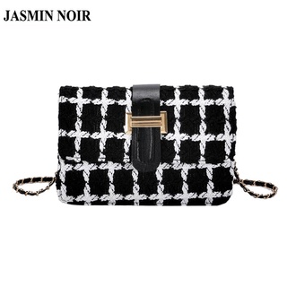 Jasmin NOIR กระเป๋าสะพายไหล่ ผ้าวูล แต่งสายโซ่ แฟชั่นสําหรับสตรี