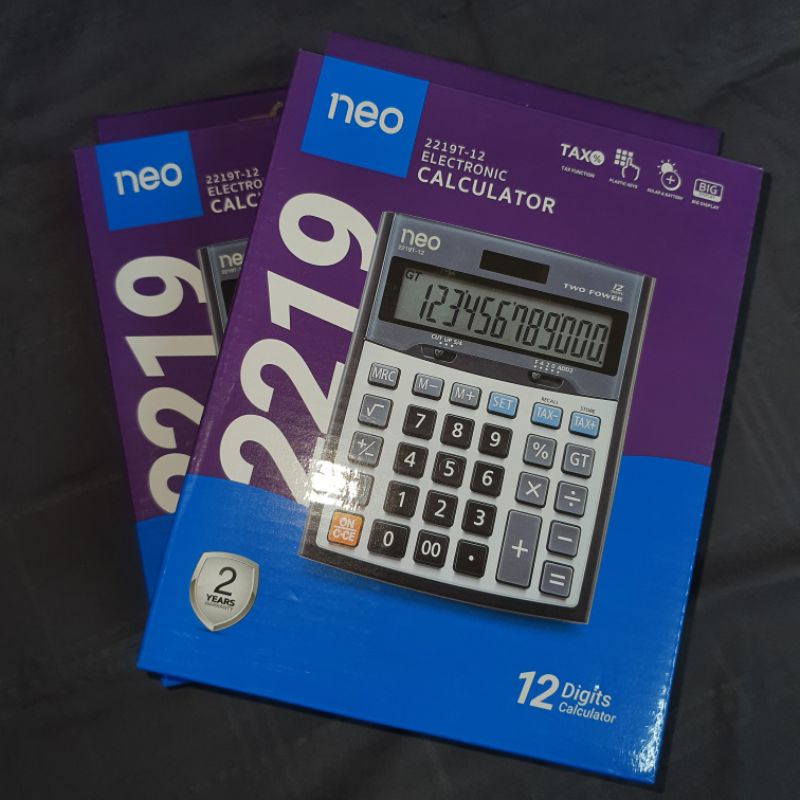 NEO 📊เครื่องคิดเลข รุ่น 2219T-12 สีเงิน และรุ่น 2206T-12 สีเงิน