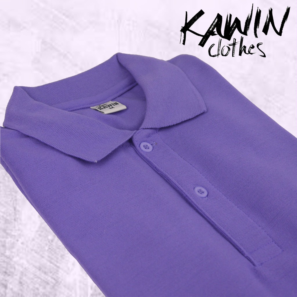 KAWIN เสื้อโปโล ผู้ชาย/ผู้หญิง Light Purple สีม่วงอ่อน ผ้าเนื้อนุ่มใส่สบายมาก ราคา ถูกที่สุด ดีลบีเคเค แกลเลอรีภาพที่ 2