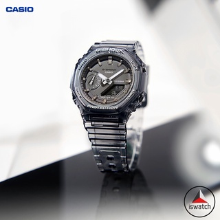 【มาใหม่】Casio G-shock GMA-S2100SK-1A นาฬิกาข้อมือดิจิทัล อะนาล็อก สายเรซิ่นใส สีดํา สําหรับผู้หญิง