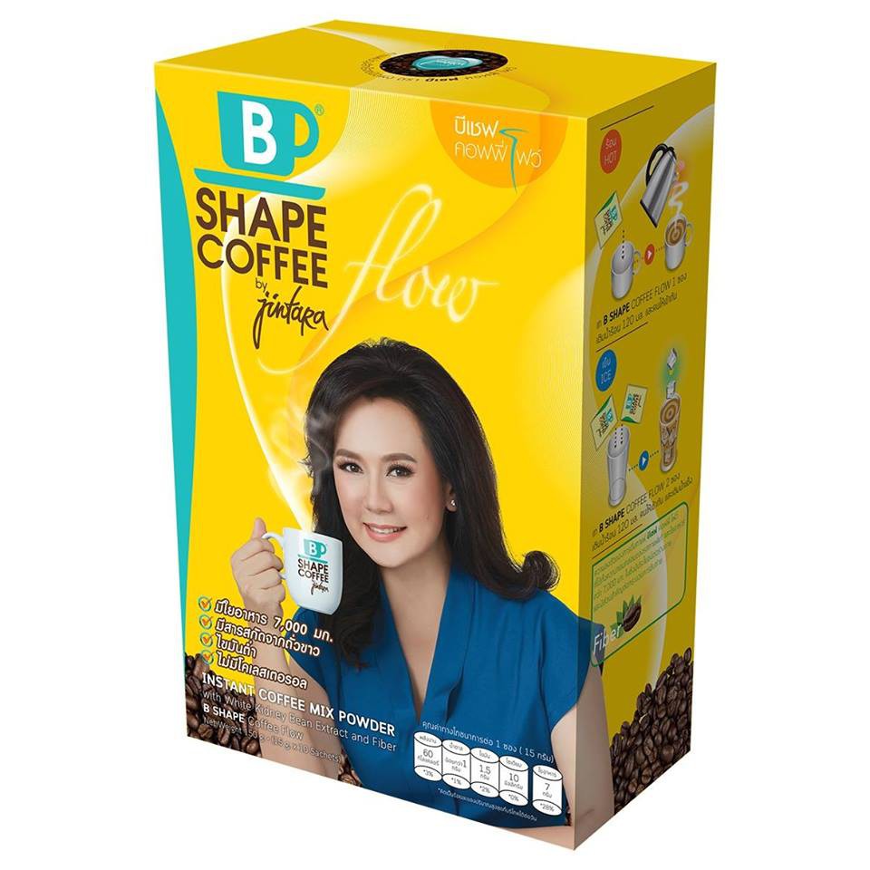 B Shape Coffee Flow By Jintara กาแฟบีเชฟ คอฟฟี่ โฟว์ โดยคุณแหม่ม จินตรา 1 กล่อง 10 ซอง (กล่องเหลือง)