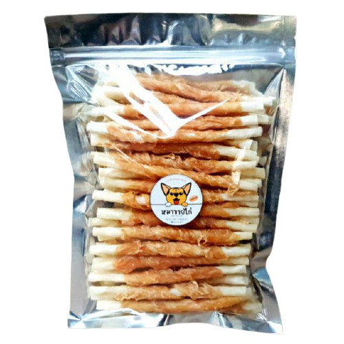 ขนมสุนัข ไก่พันครั้นซี่รสนม ขนมหมา  ขนาด250กรัมผลิตเอง สดใหม่ทุกวันค่ะ