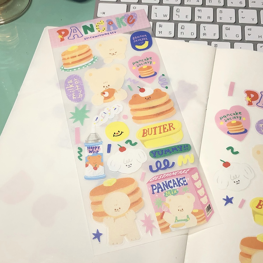 Pancake maison sticker สติกเกอร์ขอบใส ไซส์ 8.6x21cm | Stickwithme4ev