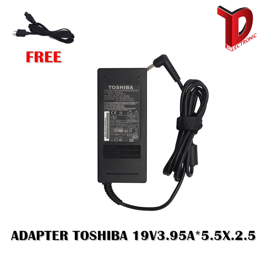 ADAPTER NOTEBOOK TOSHIBA 19V4.74A*5.5X2.5  / สายชาร์จโน๊ตบุ๊คโตชิบ้า + แถมสายไฟ