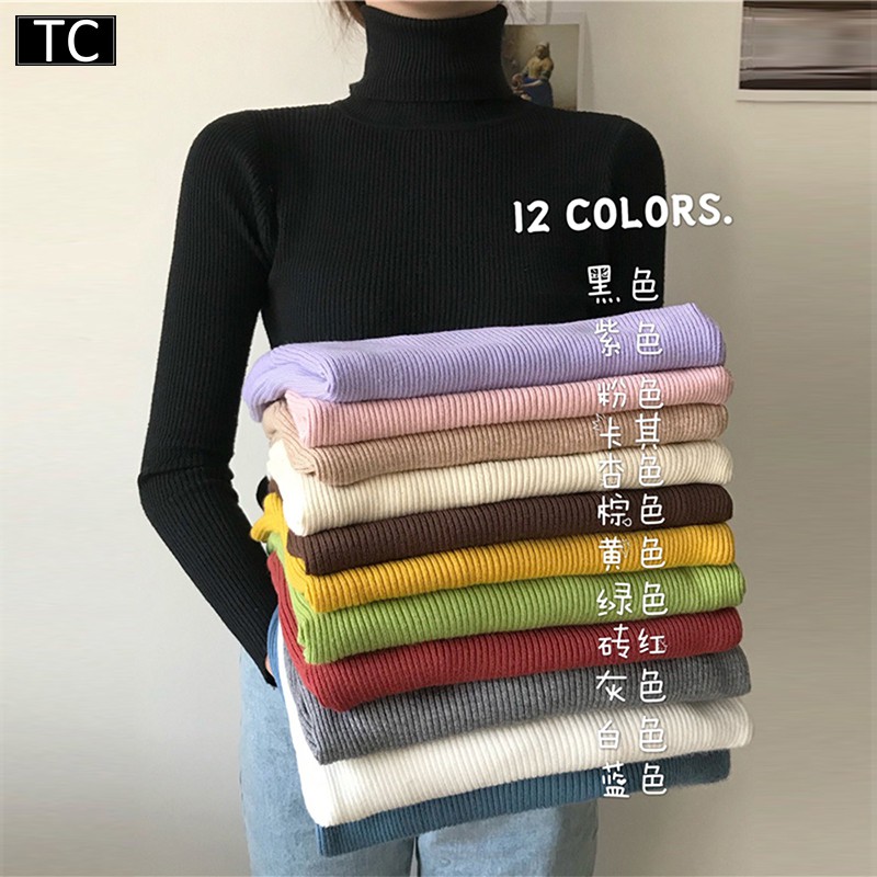 TC เสื้อไหมพรมคอเต่าแขนยาว เสื้อเสวตเตอร์ กันหนาว เนื้อผ้านุ่ม ใส่สบาย รุ่น2774