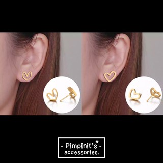 ⏰ Pre-Order : 💗 ต่างหูสแตนเลสสไตล์มินิมอลลายหัวใจ | Heart Minimalist Stainless Steel Stud Earring.