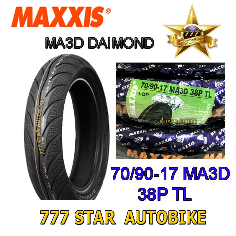 ยางนอก MAXXIS รุ่น MA3D DAIMOND (ยางเรเดียล ไม่ใช้ยางใน) เบอร์ 70/90 ขอบ 17 (38P) T/L = 1 เส้น  **ยางใหม่**