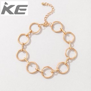 Simple Jewelry Ring Stitched Alloy Anklet Gold Round Geometric Anklet for girls for women low